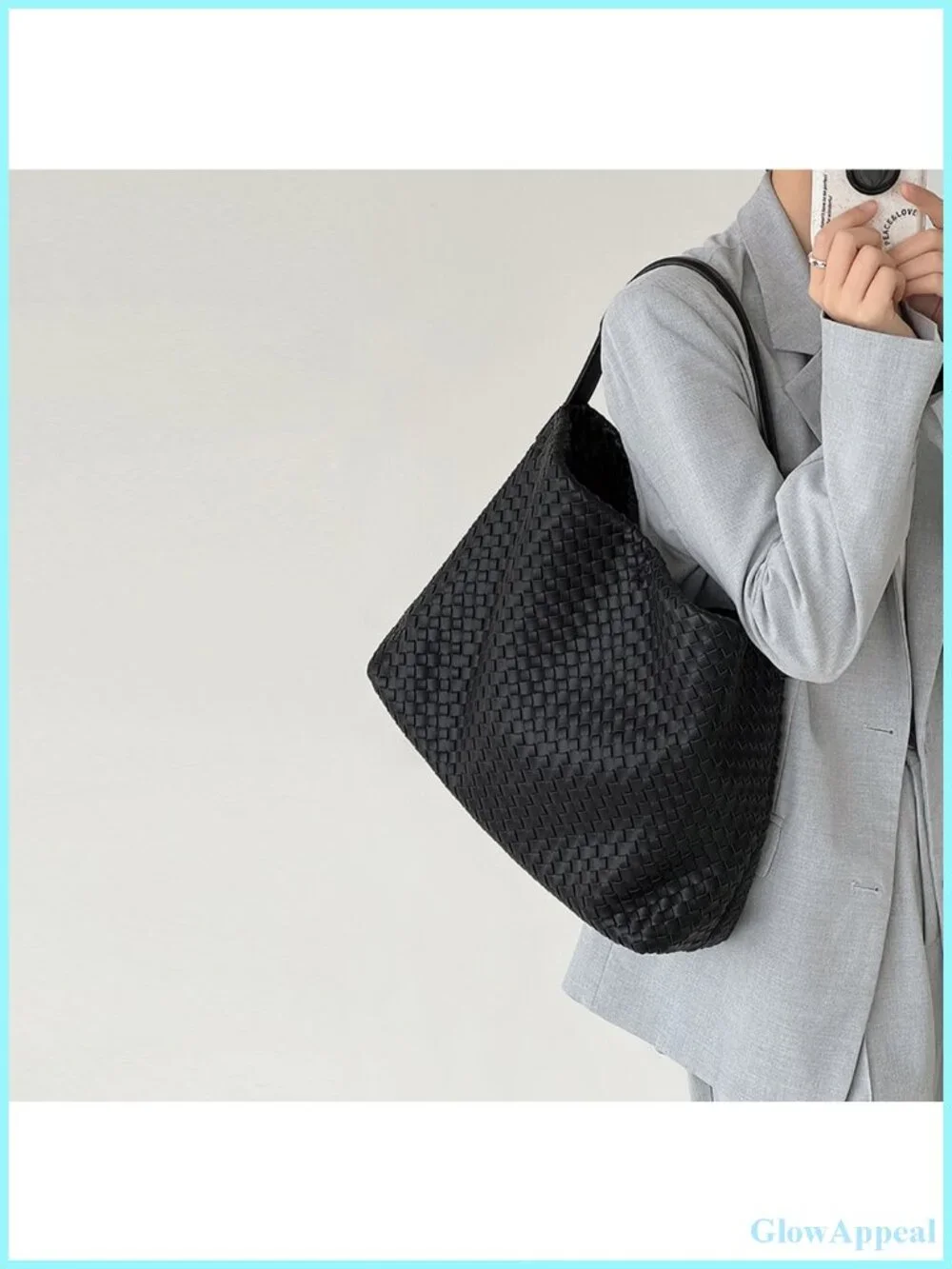 Vegan Leather Woven Hobo Tote Bag with Clutch Crossbody Shoulder Handbag